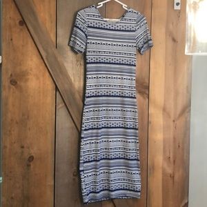 Royal blue and white print dress